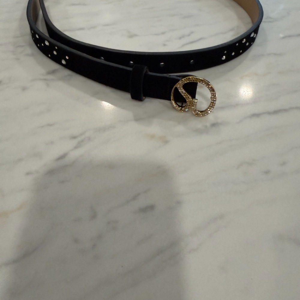 St. John Vintage Black Studded Skinny Belt - small / medium - Picture 2 of 8